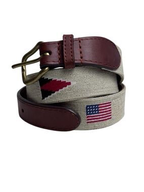 Smathers & Branson Needlepoint Belt Size 38 American Flag Canvas